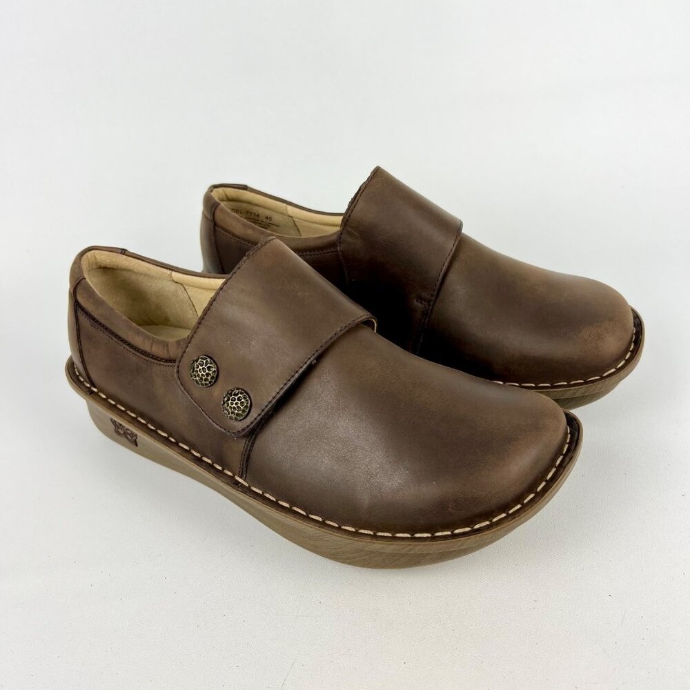 Alegria Womens DEL-7714 Deliah Oiled Brown Nursing Shoe Clogs size 40 US 9.5 10